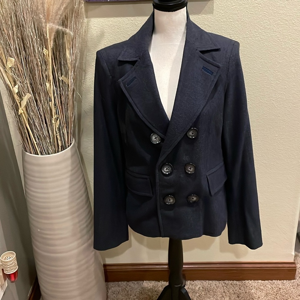 Level 99 Blue Gray Herringbone Pattern Wool Blaze… - image 1